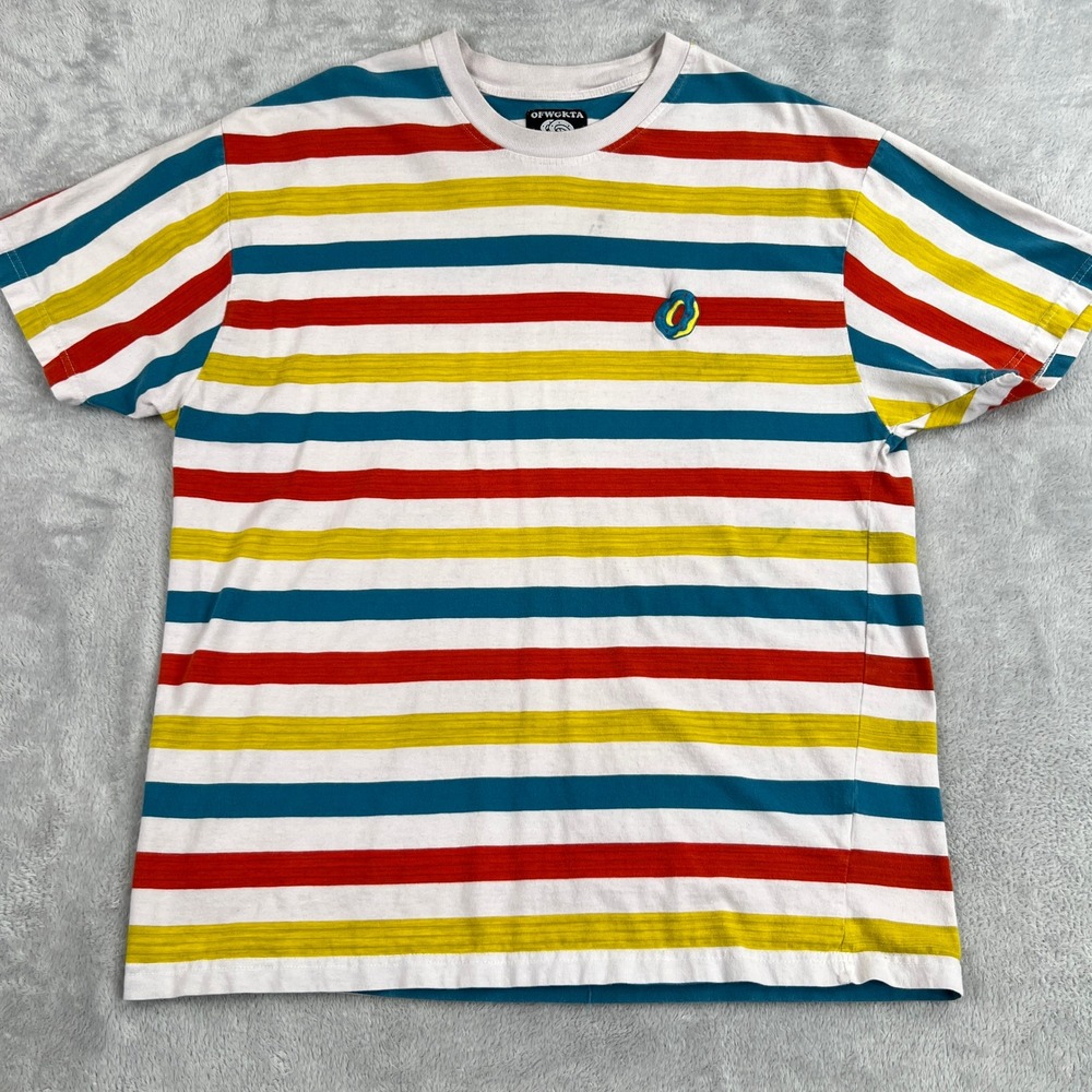 Odd Future OFWGKTA Striped Donut T-Shirt XL Multicolor Embroidered Skate Y2K